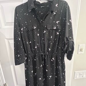 Reitmans Black Dress with Bird Motif